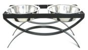 SeeSaw Double Elevated Dog Bowl - Medium/Black