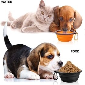 2PCS Folding Bowl Outdoor Portable Dog Bowl Drinking Bowl Dog Bowl Cat Bowl Pet accompanying Cup Dog Bowl (colour: (2pcs)Small buckle 350ml, size: blue)